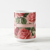 Elegante Vintage rosa Rote Rosen Mit Monogramm Kaffeetasse (Mittel)