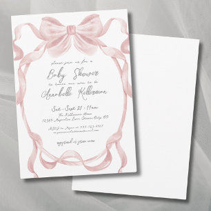 Elegante Vintage-Rosa-Schleife Baby Shower Einladung