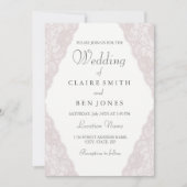 Elegante Vintage rosa Spitzen Einladung zur Hochze (Vorderseite)