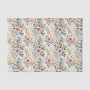 Elegante Vintage-Rosa-Teal-Gold-Blumenhochzeit Seidenpapier