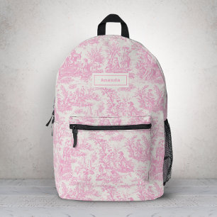 Elegante Vintage Rosa Toile de jouy Bedruckter Rucksack