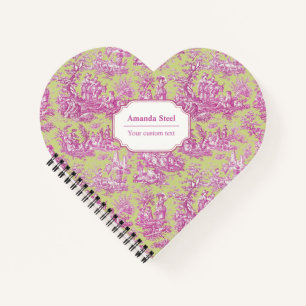 Elegante Vintage Rosa Toile de jouy heart Notizblock