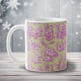 Elegante Vintage Rosa Toile de jouy Kaffeetasse