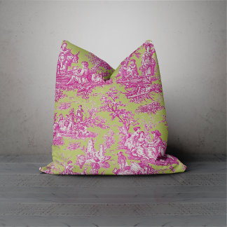 Elegante Vintage Rosa Toile de jouy Kissen