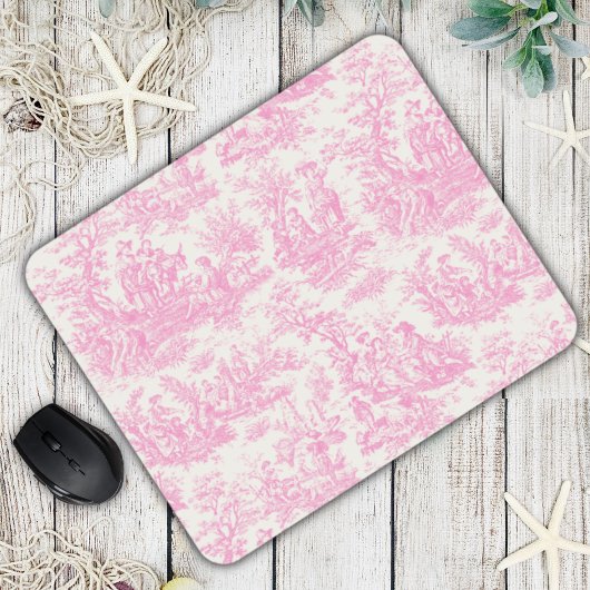 Elegante Vintage Rosa Toile de jouy Mousepad