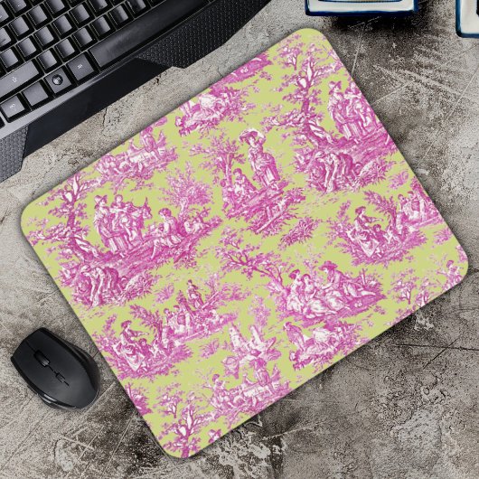Elegante Vintage Rosa Toile de jouy Mousepad