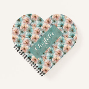 Elegante Vintage-Rosa- und Grün-Blumenmuster perso Notizblock