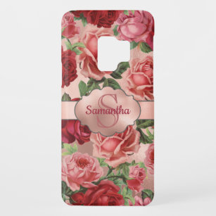 Elegante Vintage rosarote Rosen-mit Blumenmit Case-Mate Samsung Galaxy S9 Hülle
