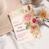 Elegante Vintage Rose 70. Geburtstag Einladung
