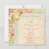 Elegante Vintage Rose 85. Geburtstagsparty Magneteinladung (Vorderseite)