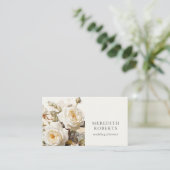 Elegante Vintage Rose Antikes Weiß Visitenkarte (Stehend Vorderseite)