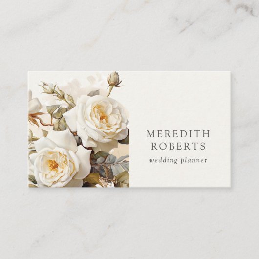 Elegante Vintage Rose Antikes Weiß Visitenkarte (Vorderseite)