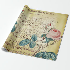 Elegante Vintage Rose Antiquitätenschild-Musiknote Geschenkpapier