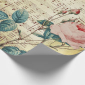 Elegante Vintage Rose Antiquitätenschild-Musiknote Geschenkpapier (Ecke)