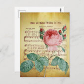 Elegante Vintage Rose Antiquitätenschild-Musiknote Postkarte (Vorne/Hinten)