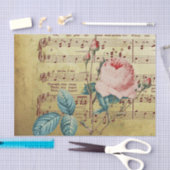 Elegante Vintage Rose Antiquitätenschild-Musiknote Seidenpapier (Handwerk)