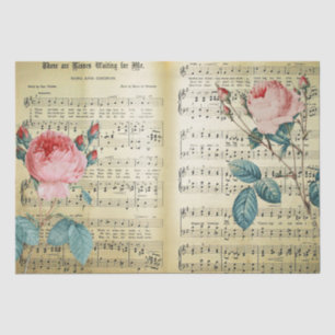 Elegante Vintage Rose auf Musical Notes Song Sheet Seidenpapier