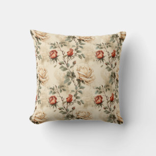 Elegante Vintage Rose Blume Beige Blumendesign Kissen
