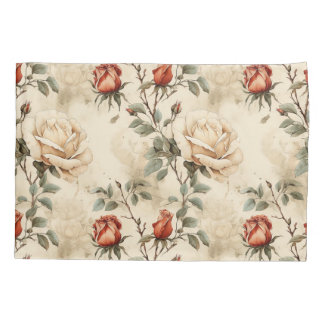 Elegante Vintage Rose Blume Beige Blumendesign Kissenbezug