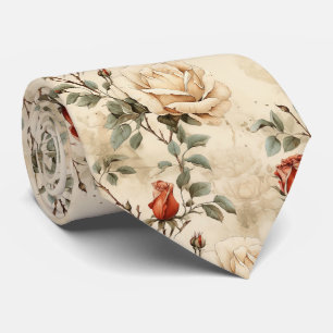 Elegante Vintage Rose Blume Beige Flora Krawatte