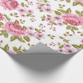 Elegante Vintage Rose Blumendesign Geschenkpapier (Ecke)