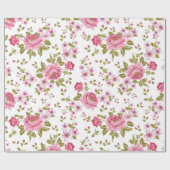 Elegante Vintage Rose Blumendesign Geschenkpapier (Flach)