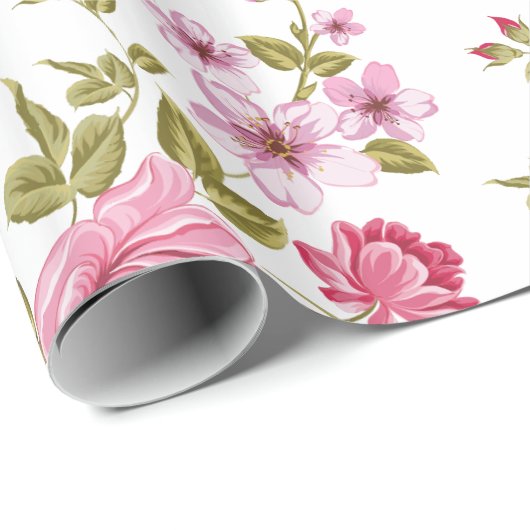 Elegante Vintage Rose Blumendesign Geschenkpapier (Rolleneckpunkt)