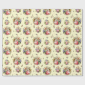 Elegante Vintage Rose Blumenmuster auf Creme Geschenkpapier (Flach)
