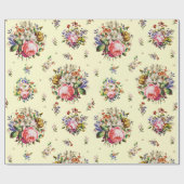 Elegante Vintage Rose Blumenmuster auf Creme Geschenkpapier (Flach)