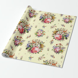 Elegante Vintage Rose Blumenmuster auf Creme Geschenkpapier