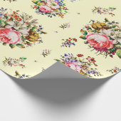 Elegante Vintage Rose Blumenmuster auf Creme Geschenkpapier (Ecke)