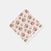 Elegante Vintage Rose Blumenmuster auf Rosa Serviette (Ecke)