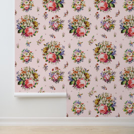 Elegante Vintage Rose Blumenmuster auf Rosa Tapete