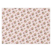 Elegante Vintage Rose Blumenmuster auf Rosa Tischdecke (Vorderseite (Horizontal))