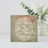 Elegante Vintage Rose Blumenzage Grüne Blätterbien Einladung (Stehend Vorderseite)