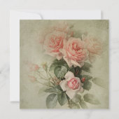 Elegante Vintage Rose Blumenzage Grüne Blätterbien Einladung (Rückseite)