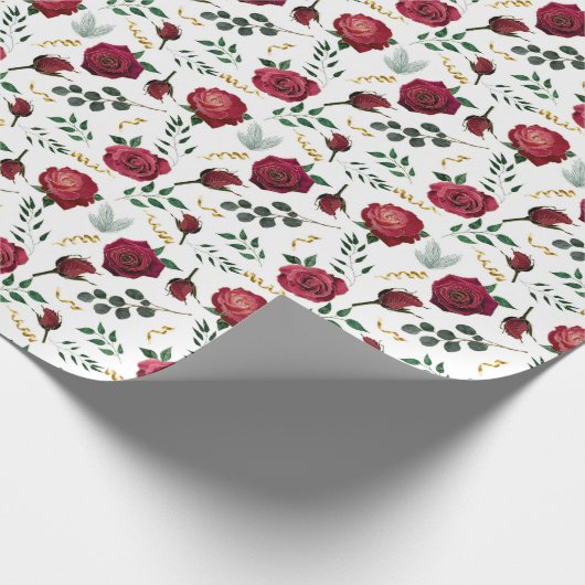 Elegante Vintage Rose Botanischer Blumenurlaub Geschenkpapier (Ecke)