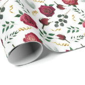 Elegante Vintage Rose Botanischer Blumenurlaub Geschenkpapier (Rolleneckpunkt)