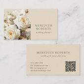 Elegante Vintage Rose Cream Horizontal Visitenkarte (Vorne/Hinten)