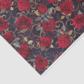Elegante Vintage Rose & Damask-Muster Seidenpapier (Ausschnitt)