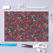 Elegante Vintage Rose & Damask-Muster Seidenpapier (Handwerk)