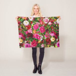 Elegante Vintage Rose Flora und Fauna Fleecedecke