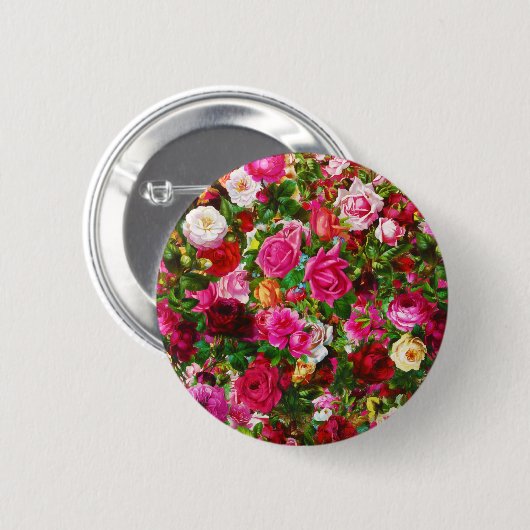 Elegante Vintage Rose Florenz Button (Vorne & Hinten)