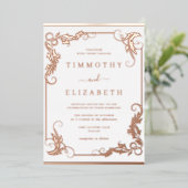 Elegante Vintage Rose Folieneinladung (Stehend vorne)