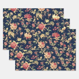 Elegante Vintage Rose Geschenkpapier Set