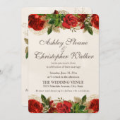 Elegante Vintage Rose Goldene Hochzeit Einladung (Vorne/Hinten)