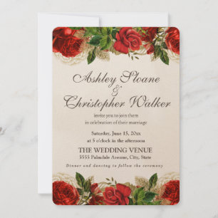 Elegante Vintage Rose Goldene Hochzeit Einladung