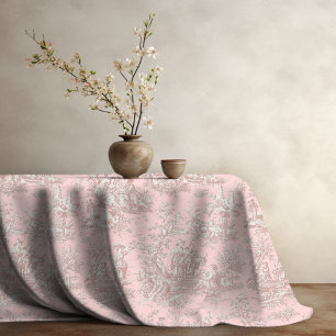 Elegante, Vintage Rose Goldtoile de jouy gedruckt Tischdecke