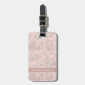 Elegante Vintage Rose Goldtoile de jouy Gepäckanhänger (Vorderseite vertikal)
