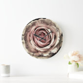 Elegante Vintage Rose Große Wanduhr (Zuhause)